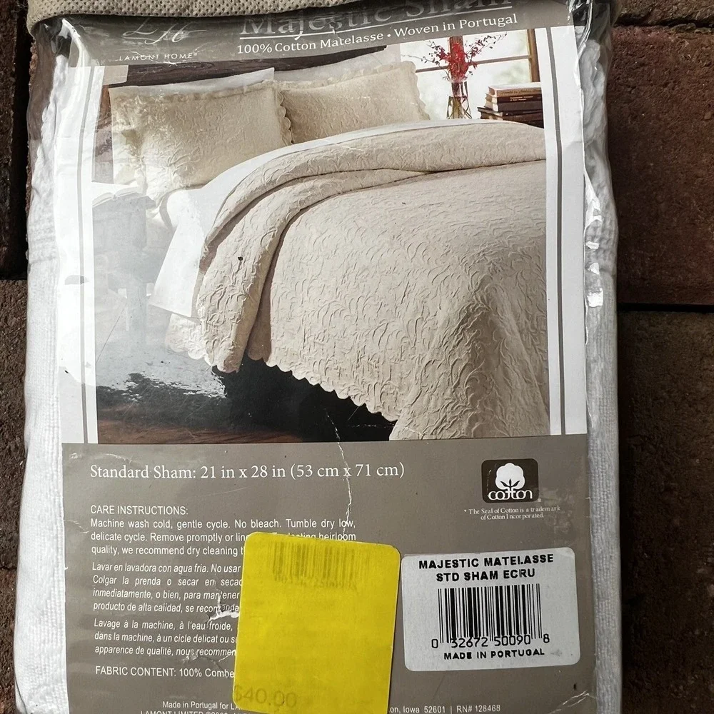 Lamont Home Majestic‎ Matelasse Standard Sham Ecru Cotton Woven Portugal